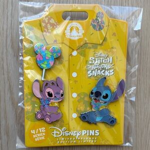 Disney Stitch and Angel Snack Attack Pins